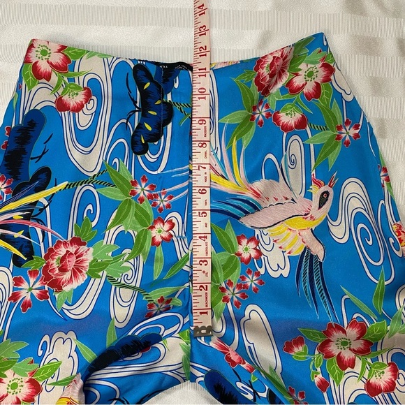 ZARA Blue Colorful Floral Wide-Leg Pants Light & Flowy Sz S Birds Butterflies - Picture 7 of 16